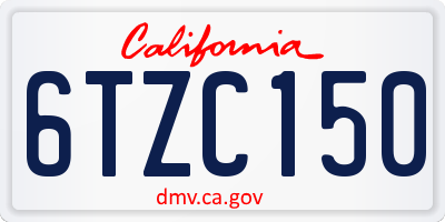 CA license plate 6TZC150