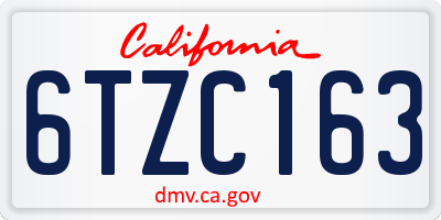CA license plate 6TZC163