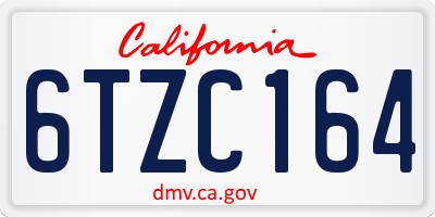 CA license plate 6TZC164