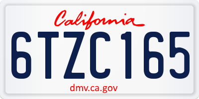 CA license plate 6TZC165