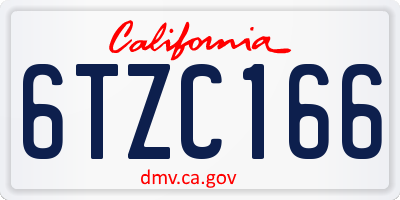 CA license plate 6TZC166