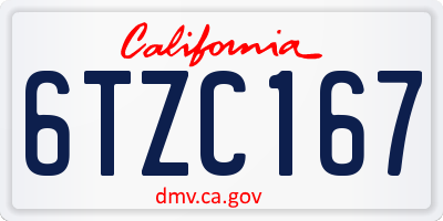 CA license plate 6TZC167