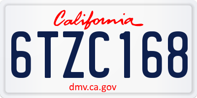 CA license plate 6TZC168