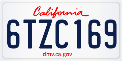 CA license plate 6TZC169
