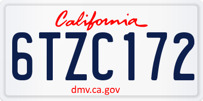 CA license plate 6TZC172