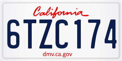 CA license plate 6TZC174