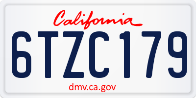 CA license plate 6TZC179