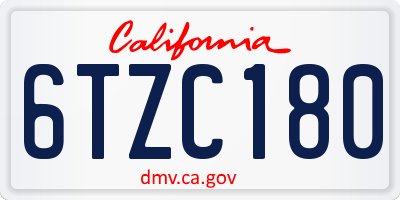 CA license plate 6TZC180