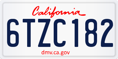 CA license plate 6TZC182