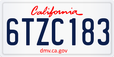 CA license plate 6TZC183