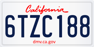 CA license plate 6TZC188