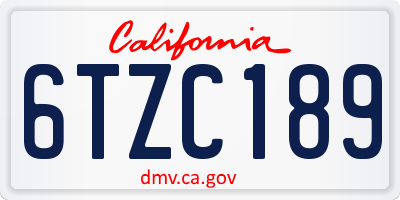 CA license plate 6TZC189