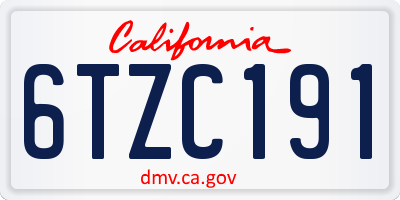 CA license plate 6TZC191