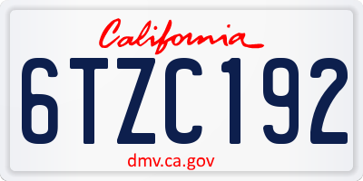 CA license plate 6TZC192