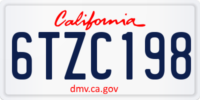 CA license plate 6TZC198