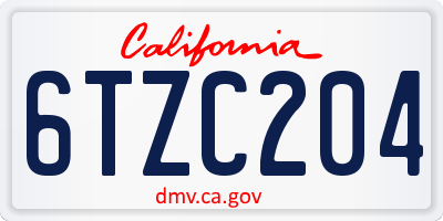 CA license plate 6TZC204