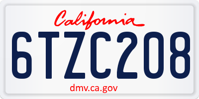CA license plate 6TZC208