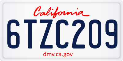 CA license plate 6TZC209