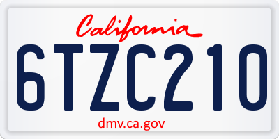 CA license plate 6TZC210