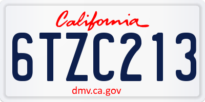 CA license plate 6TZC213