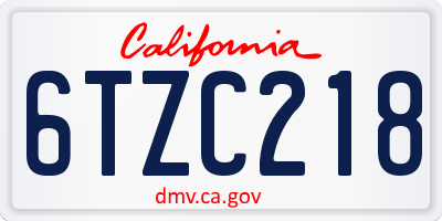 CA license plate 6TZC218
