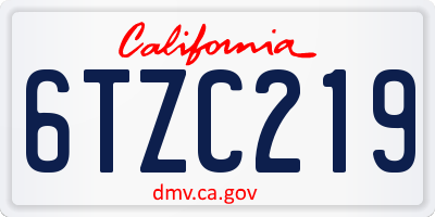 CA license plate 6TZC219