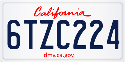CA license plate 6TZC224