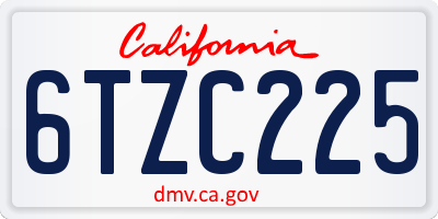 CA license plate 6TZC225