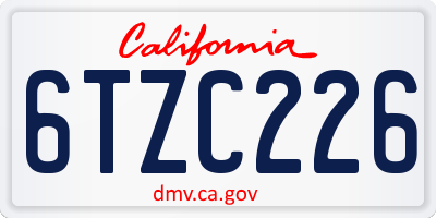 CA license plate 6TZC226