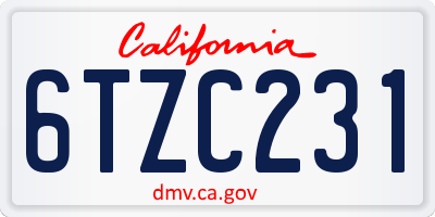 CA license plate 6TZC231