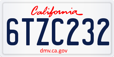 CA license plate 6TZC232