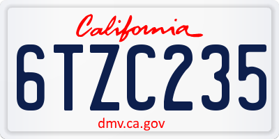 CA license plate 6TZC235