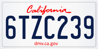 CA license plate 6TZC239