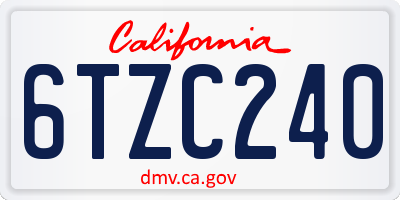 CA license plate 6TZC240