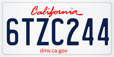 CA license plate 6TZC244