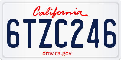 CA license plate 6TZC246