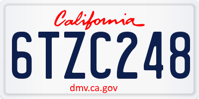 CA license plate 6TZC248