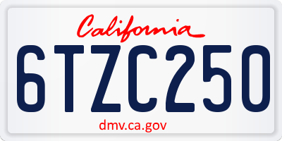 CA license plate 6TZC250