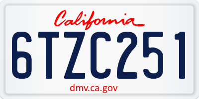 CA license plate 6TZC251