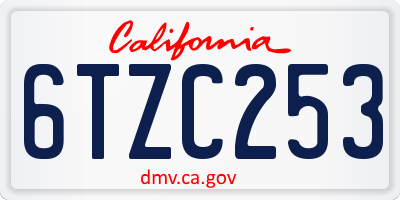 CA license plate 6TZC253