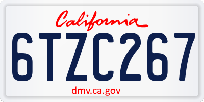 CA license plate 6TZC267