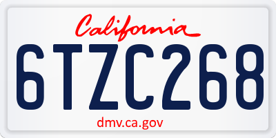 CA license plate 6TZC268