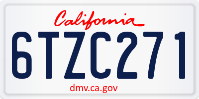 CA license plate 6TZC271