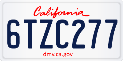 CA license plate 6TZC277