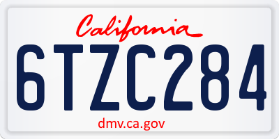 CA license plate 6TZC284