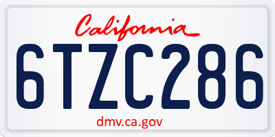 CA license plate 6TZC286