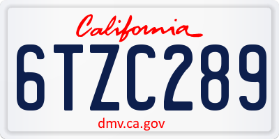 CA license plate 6TZC289
