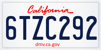 CA license plate 6TZC292