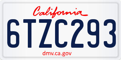 CA license plate 6TZC293