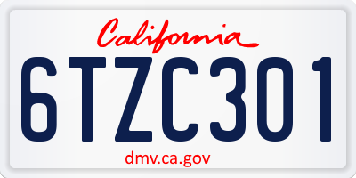 CA license plate 6TZC301